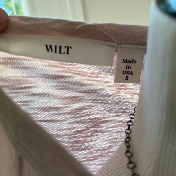 WILT 100% Cotton Hi-Lo Ruffle Cap Sleeve Tee, Lilac Pink, Small, Like New - Picture 6 of 8